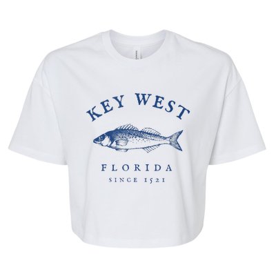 Key West Florida Vintage Fishing Bella+Canvas Jersey Crop Tee