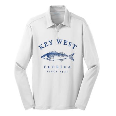 Key West Florida Vintage Fishing Silk Touch Performance Long Sleeve Polo