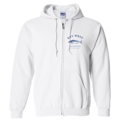 Key West Florida Vintage Fishing Full Zip Hoodie