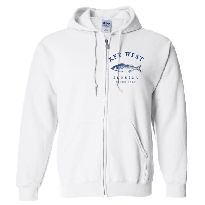 Key West Florida Vintage Fishing Full Zip Hoodie