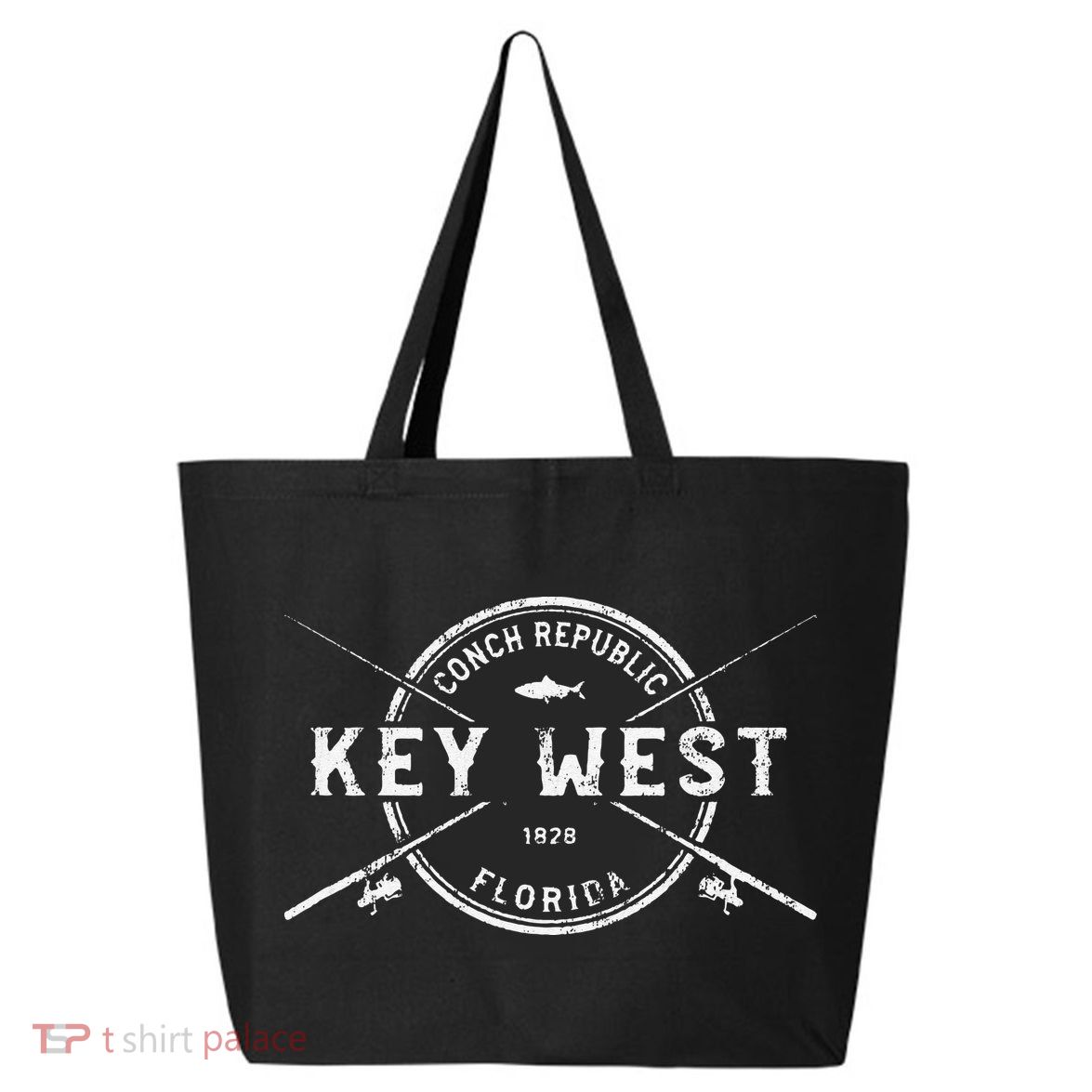 Key West FL Vintage Crossed Fishing Rods 25L Jumbo Tote