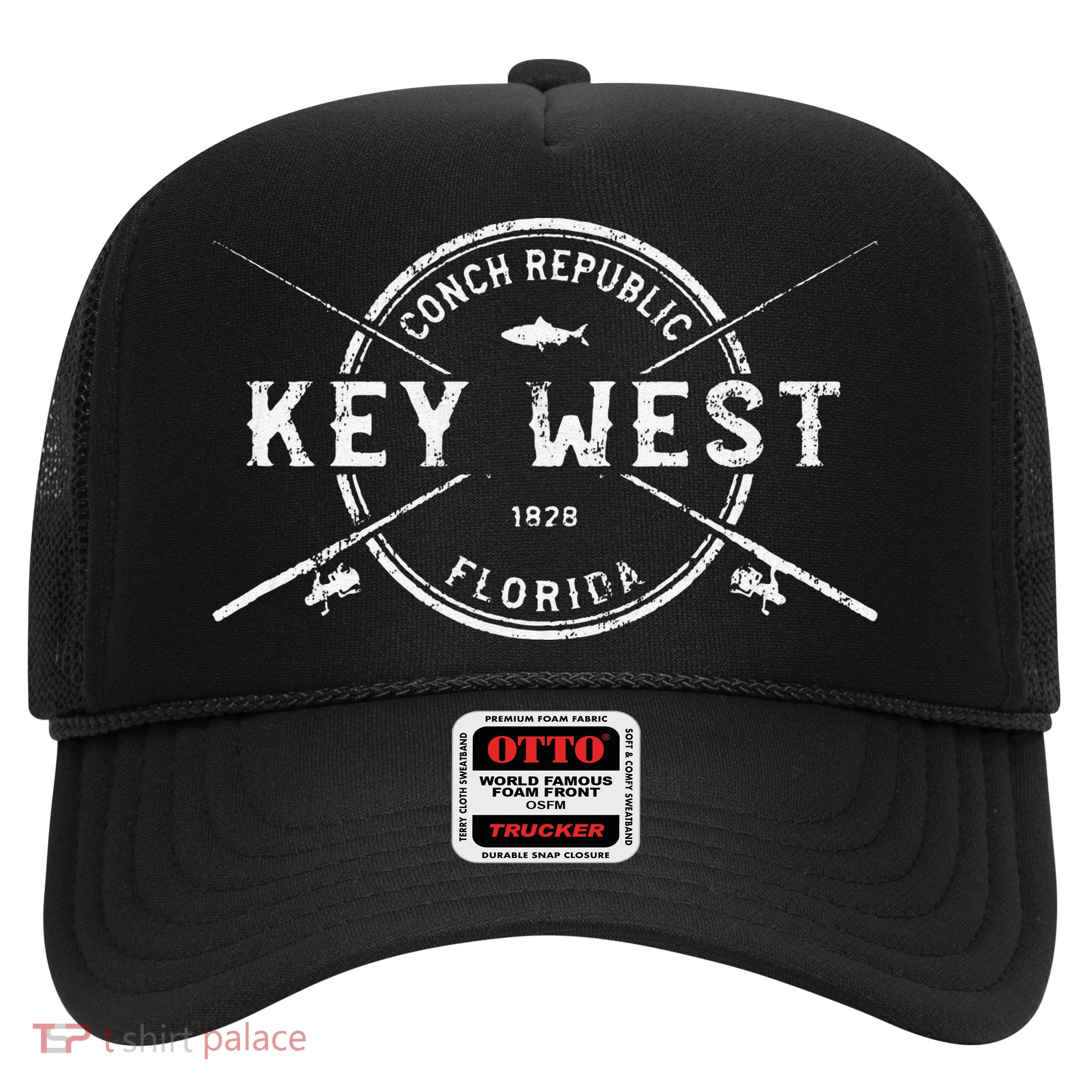 Key West FL Vintage Crossed Fishing Rods Trucker Hat
