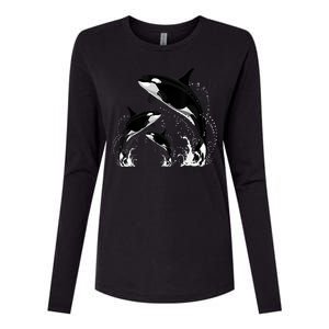 Killer Whale Gifts Shirt. Jumping Orca Killer Whales Killer Womens Cotton Relaxed Long Sleeve T-Shirt