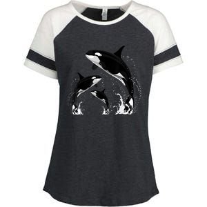 Killer Whale Gifts Shirt. Jumping Orca Killer Whales Killer Enza Ladies Jersey Colorblock Tee