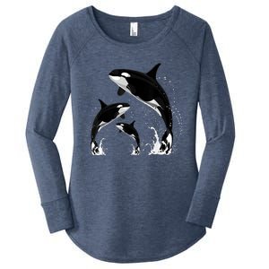 Killer Whale Gifts Shirt. Jumping Orca Killer Whales Killer Women's Perfect Tri Tunic Long Sleeve Shirt