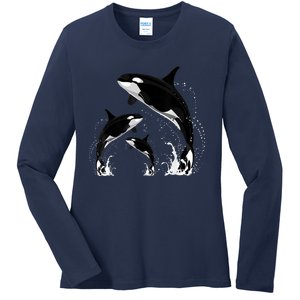 Killer Whale Gifts Shirt. Jumping Orca Killer Whales Killer Ladies Long Sleeve Shirt