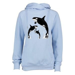 Killer Whale Gifts Shirt. Jumping Orca Killer Whales Killer Womens Funnel Neck Pullover Hood