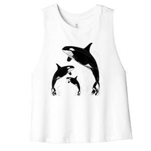 Killer Whale Gifts Shirt. Jumping Orca Killer Whales Killer Women's Racerback Cropped Tank