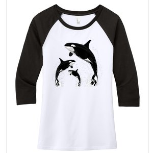 Killer Whale Gifts Shirt. Jumping Orca Killer Whales Killer Women's Tri-Blend 3/4-Sleeve Raglan Shirt