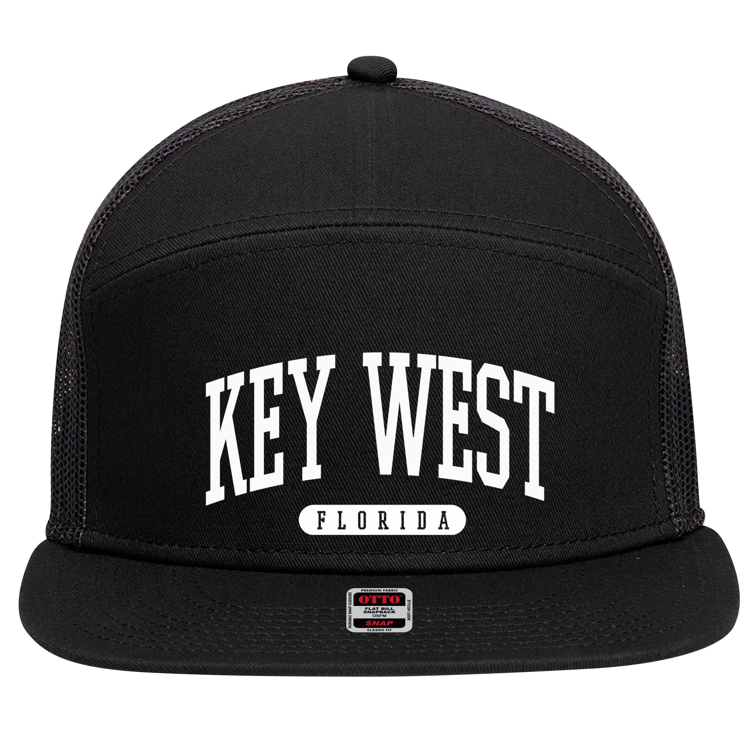 Key West Gift Meaningful Gift College University Style Usa 7 Panel Mesh Trucker Snapback Hat