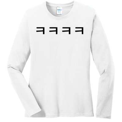 Korean Word Hangul Funny Laugh Characters Ladies Long Sleeve Shirt