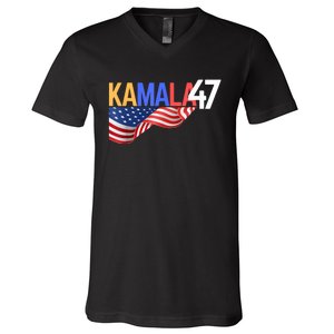 Kamala Wins Is Kalama 47 Is Kamala Supporter V-Neck T-Shirt