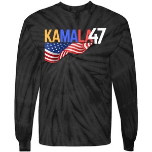 Kamala Wins Is Kalama 47 Is Kamala Supporter Tie-Dye Long Sleeve Shirt