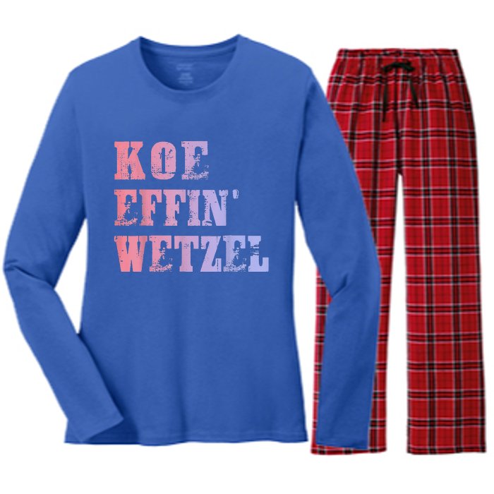 Koe Wetzel Koe Effin Wetzel Koe Wetzel Concert Women's Long Sleeve Flannel Pajama Set 