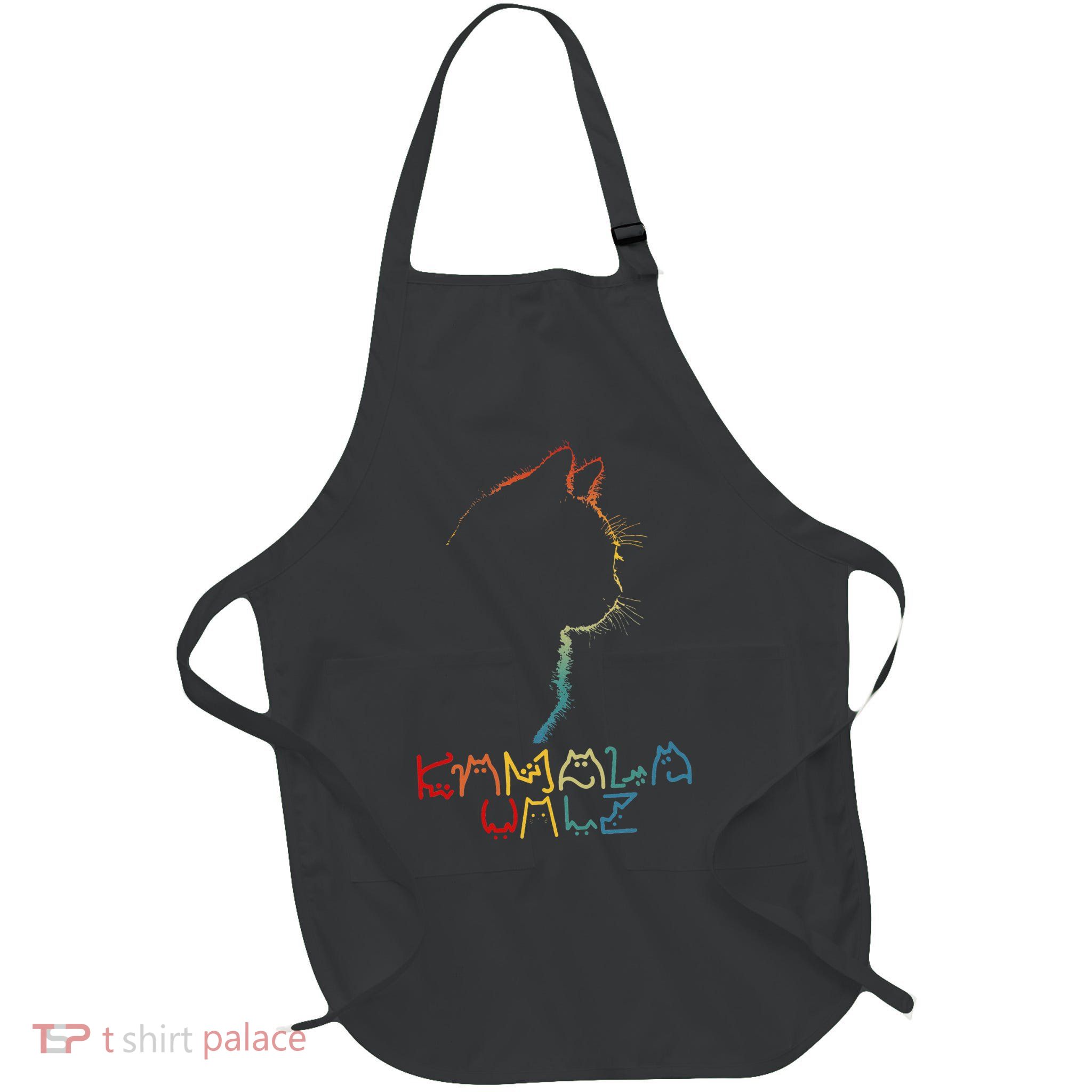 Kamala Walz Lettering Positive Funny Cat Lady Full-Length Apron With Pockets