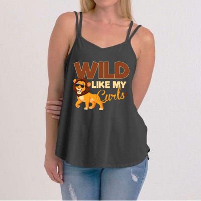 Kids Wild Like My Curls Funny Curly Haired Lion With Sunglasses Women's Strappy Tank