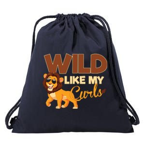 Kids Wild Like My Curls Funny Curly Haired Lion With Sunglasses Drawstring Bag