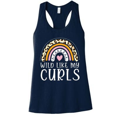 Kids Wild Like My Curls Girl Leopard Boho Rainbow Women's Racerback Tank