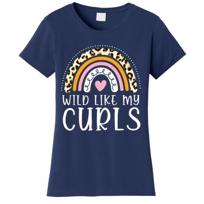 Kids Wild Like My Curls Girl Leopard Boho Rainbow Women's T-Shirt