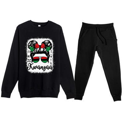 Kwanzaa Women Messy Bun Kwanzaa Seven Principles Premium Crewneck Sweatsuit Set