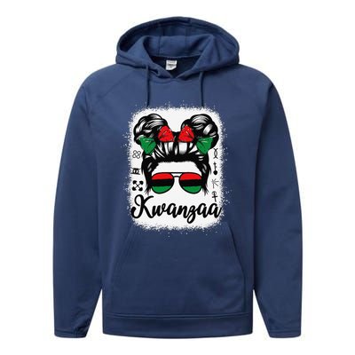 Kwanzaa Women Messy Bun Kwanzaa Seven Principles Performance Fleece Hoodie