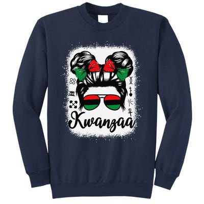 Kwanzaa Women Messy Bun Kwanzaa Seven Principles Sweatshirt