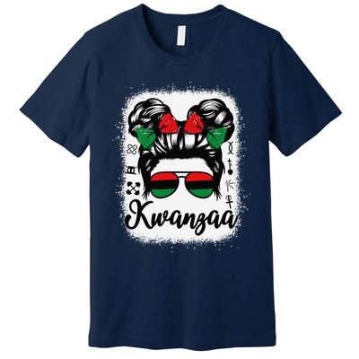 Kwanzaa Women Messy Bun Kwanzaa Seven Principles Premium T-Shirt