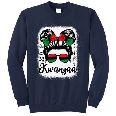 Kwanzaa Women Messy Bun Kwanzaa Seven Principles Tall Sweatshirt