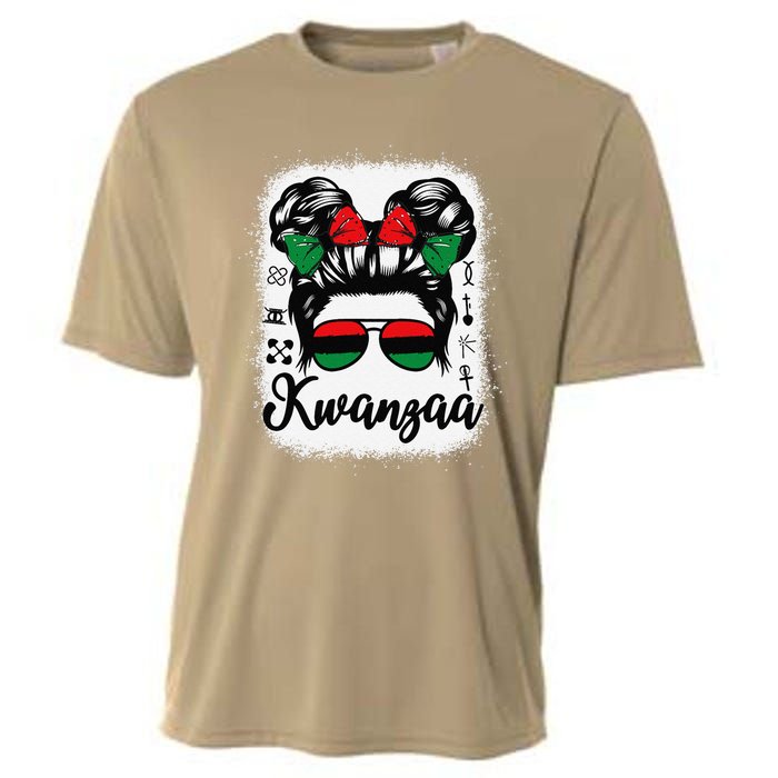 Kwanzaa Women Messy Bun Kwanzaa Seven Principles Cooling Performance Crew T-Shirt