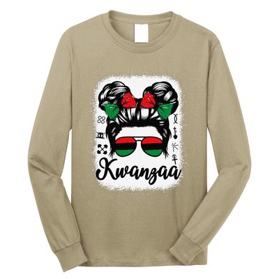 Kwanzaa Women Messy Bun Kwanzaa Seven Principles Long Sleeve Shirt