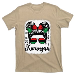 Kwanzaa Women Messy Bun Kwanzaa Seven Principles T-Shirt