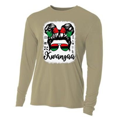 Kwanzaa Women Messy Bun Kwanzaa Seven Principles Cooling Performance Long Sleeve Crew