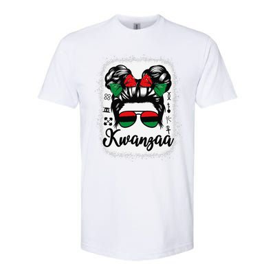 Kwanzaa Women Messy Bun Kwanzaa Seven Principles Softstyle CVC T-Shirt