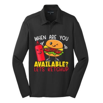 Ketchup with Me for a Burger Date Silk Touch Performance Long Sleeve Polo