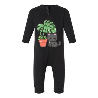 Kitty With Monster Plant Infant Fleece One Piece