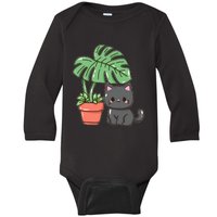 Kitty With Monster Plant Baby Long Sleeve Bodysuit