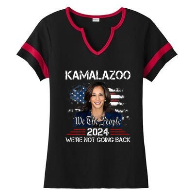 Kamalazoo Were Not Going Back Kamala Harris Election 2024 Ladies Halftime Notch Neck Tee