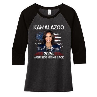 Kamalazoo Were Not Going Back Kamala Harris Election 2024 Women's Tri-Blend 3/4-Sleeve Raglan Shirt