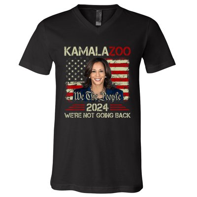 Kamalazoo Were Not Going Back Kamala Harris Election 2024 V-Neck T-Shirt