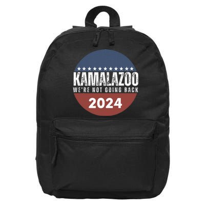 Kamalazoo WeRe Not Going Back Kamala Harris 2024 16 in Basic Backpack