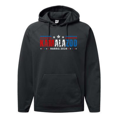 Kamalazoo WeRe Not Going Back Kamala Harris Election 2024 Premium Performance Fleece Hoodie