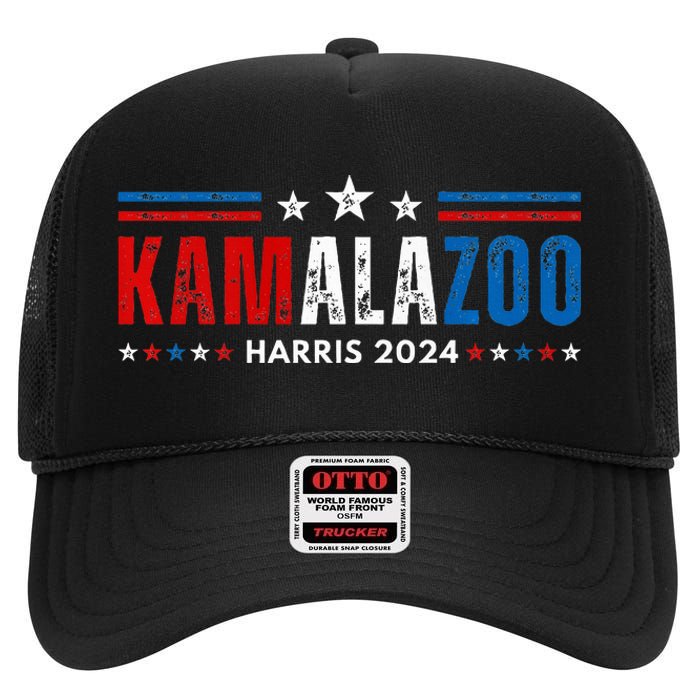 Kamalazoo WeRe Not Going Back Kamala Harris Election 2024 Premium High Crown Mesh Back Trucker Hat