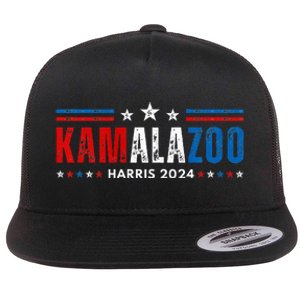 Kamalazoo WeRe Not Going Back Kamala Harris Election 2024 Premium Flat Bill Trucker Hat