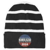 Kamalazoo WeRe Not Going Back Kamala Harris 2024 Striped Beanie with Solid Band