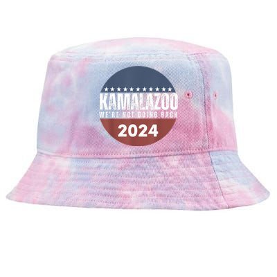 Kamalazoo WeRe Not Going Back Kamala Harris 2024 Tie-Dyed Bucket Hat