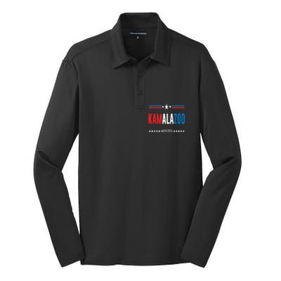 Kamalazoo WeRe Not Going Back Kamala Harris 2024 Silk Touch Performance Long Sleeve Polo