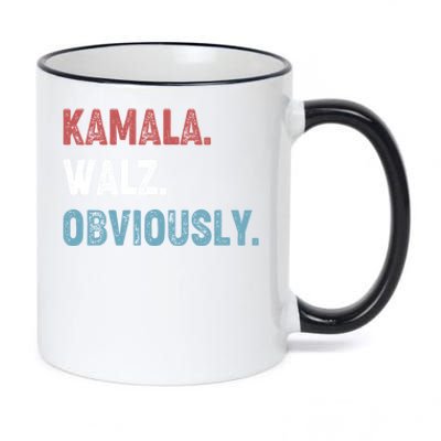 Kamala Walz Obviously 2024 Harris Waltz 2024 Election 11oz Black Color Changing Mug