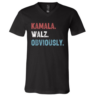 Kamala Walz Obviously 2024 Harris Waltz 2024 Election V-Neck T-Shirt