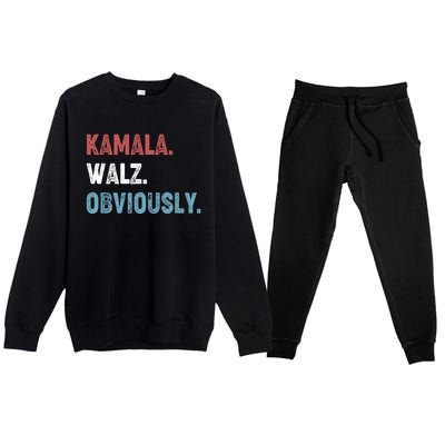 Kamala Walz Obviously 2024 Harris Waltz 2024 Election Premium Crewneck Sweatsuit Set