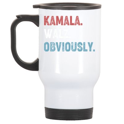 Kamala Walz Obviously 2024 Harris Waltz 2024 Election Stainless Steel Travel Mug